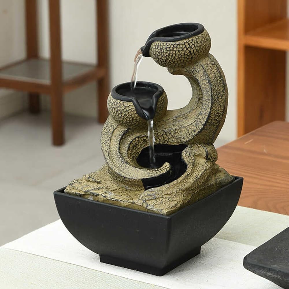 GRFIT Indoor Fountain Desktop Running Water Ornaments, Small Reclaimed Water Fountain, Home Decor, Zen Elegance and Serenity Tabletop Fountain