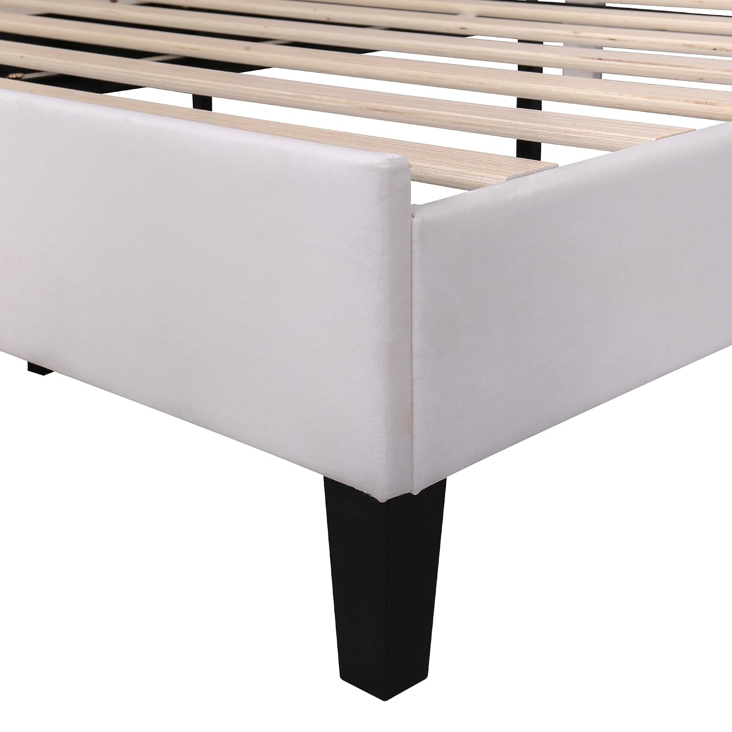 Full Size Velvet Upholstered Platform Bed with Flower Pattern Headboard,Bed Frame W/Wood Slat Support,for Bedroom,Apartment,Guest Room,Beige