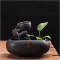 HIHELO Desktop Fountain Ceramic Waterfall Indoor Fountain Table Fountain Zen Tabletop Fountain Office Home Interior Decoration 7.0 Inch Tall Fountain (Black) Water Fountain Outdoor