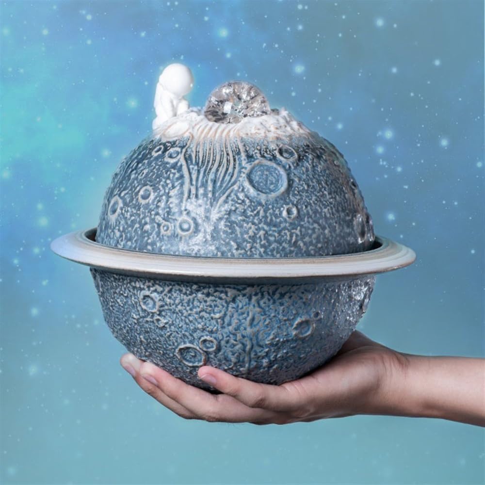 GLigeT Tabletop Fountain Streaming Water Ornaments Office Fortune Feng Shui Decorative Creative Light Luxury Cycle Humidification Round Fountains Water Fountain Decor