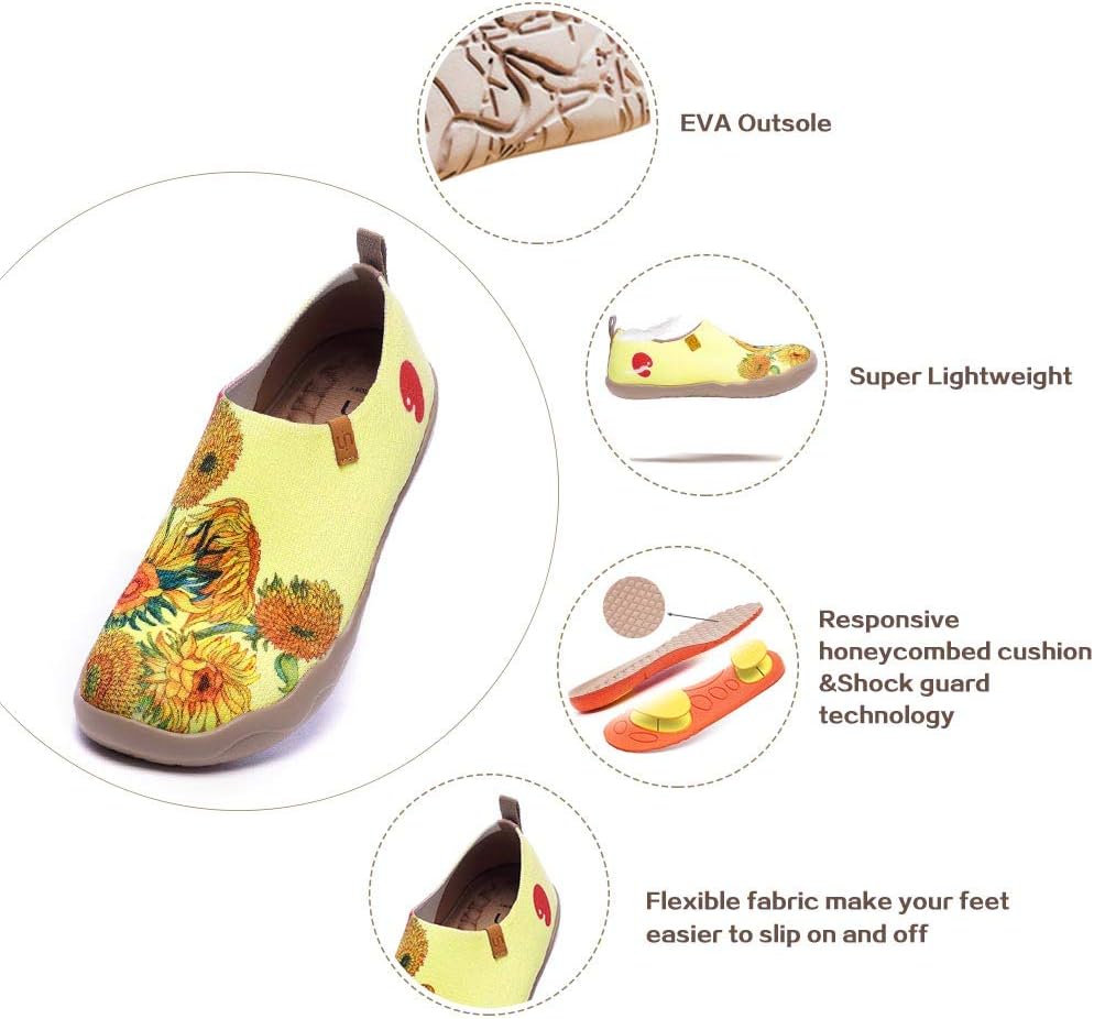 UIN Women's Casual Loafers Travel Painted Walking Slip On Lightweight Comfortable Canvas Fashion Sneakers