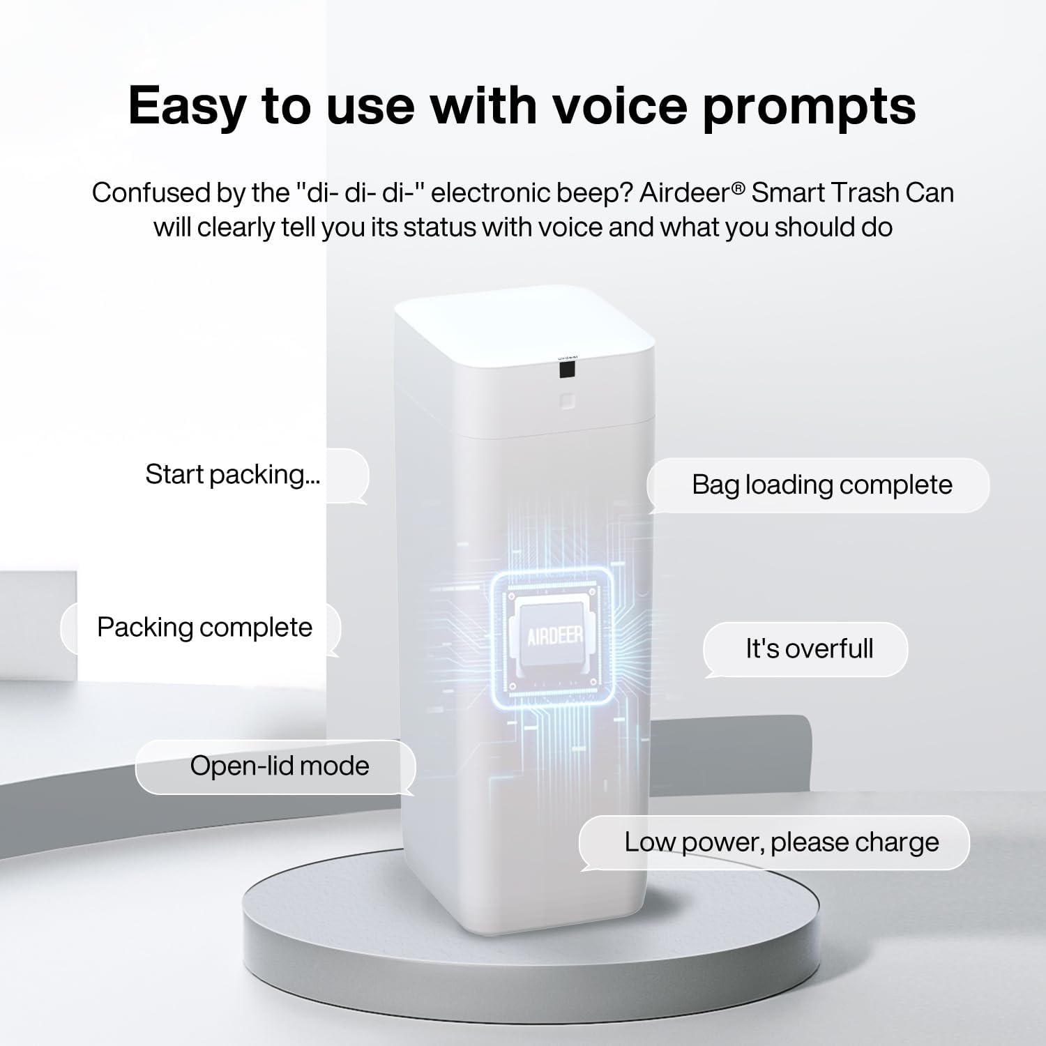 Airdeer L2 Automatic Trash Can, 8 Gallon Self Sealing and Self-Changing Smart Trash Can, Motion Sensor, Touchless Garbage can with lid for Kitchen Office, 6 Refill Bag Rings(White)