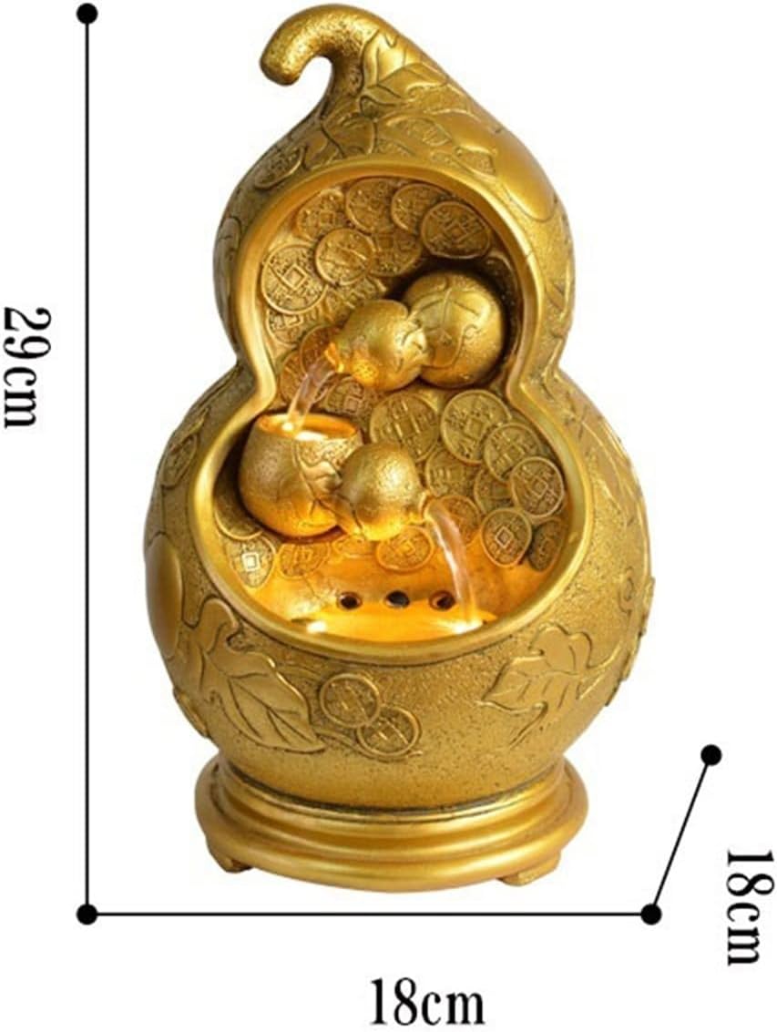 GLigeT Tabletop Fountain Creative Gourd Running Water Ornaments Housewarming Water Fountain Feng Shui Wheel Living Room Entrance Desktop Jewelry Water Fountain Decor(Small)