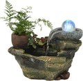 Indoor Tabletop Fountain with LED Lights & Automatic Pump Waterfall Feature for Home Office Bedroom Desk Decoration (Color : B)