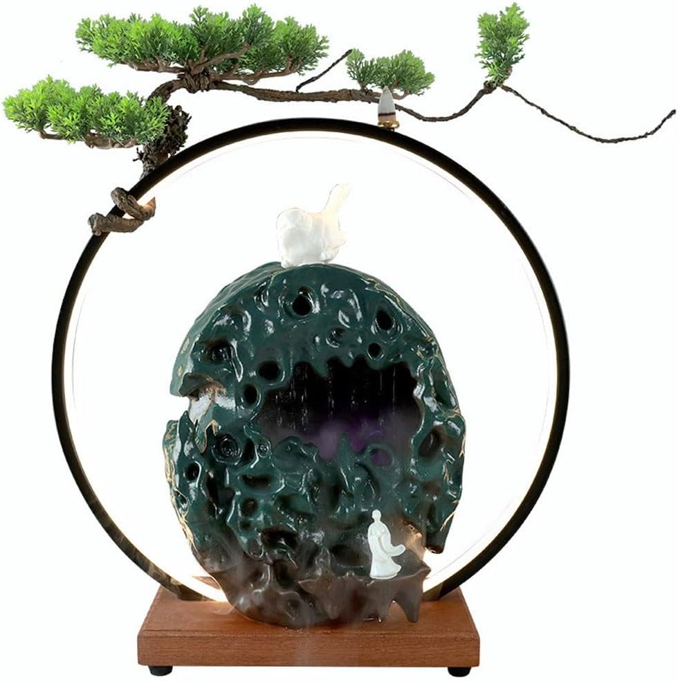 GUERNSEY Tabletop Fountain Flowing Water Ornaments Chinese Style Ceramic Water Circulation Desktop Fountain Living Room Desktop Decorations Indoor Fountain