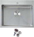 Friho 20×16 inch Drop In Kitchen Sink, 20 inch Stainless Steel Top mount Single Bowl Small Bar Sink, Overmount 16 Gauge Handmade Utility Deep Sinks, Brushed Nickel