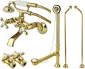 Kingston Brass CCK265PBD Vintage Wall Mount Claw Foot Faucet Package with D Set Supply Line, 4-3/4-Inch, Polished Brass