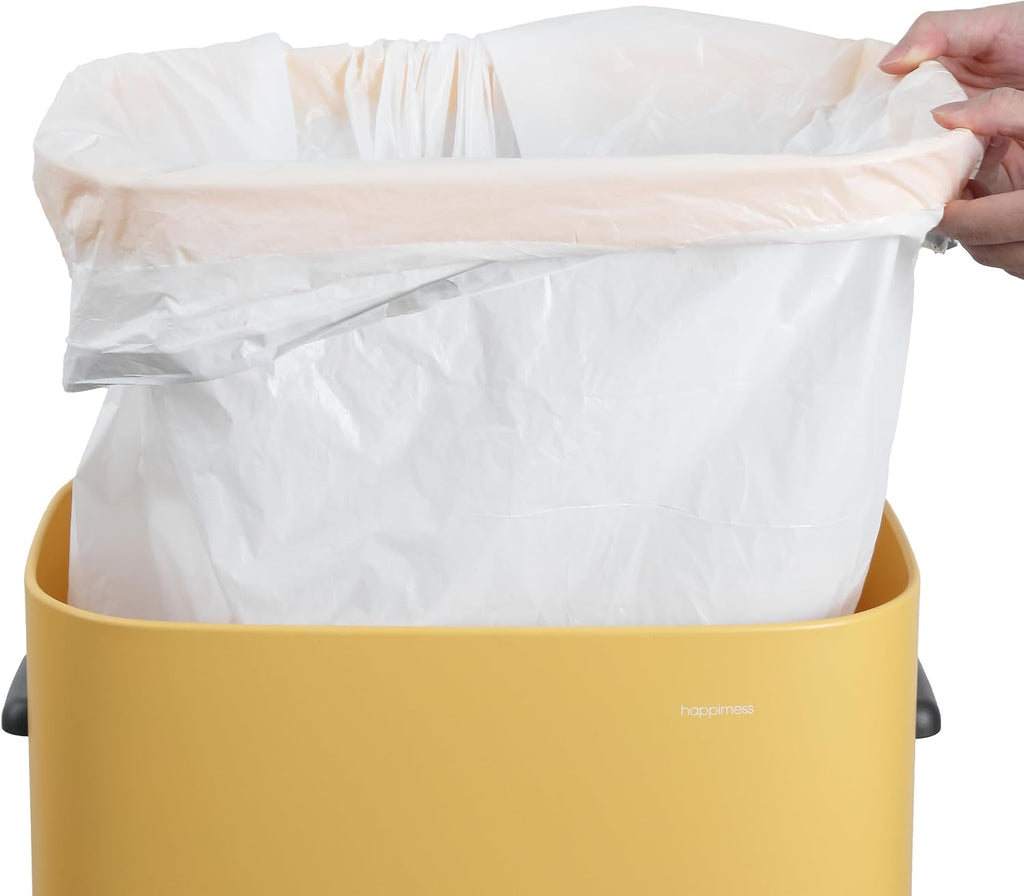 happimess HPM1017L Tammi Kitchen 14.5-Gallon Slim Metal Push Button Trash Can for Home, Kitchen, Laundry Room, Office, Bedroom, Bathroom, Daffodil Yellow