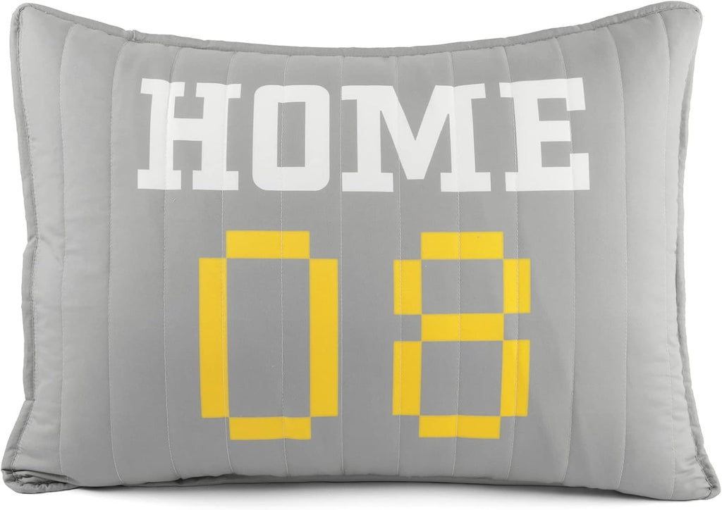 Lush Decor Soccer Game Reversible Quilt Quen Size 4 Piece Set Full/Queen White & Navy - Toddler Bedding Set Full Quilt - Sports Decor - Soccer Bedding