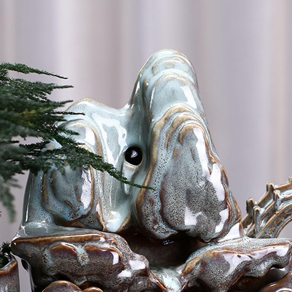 GUERNSEY Tabletop Fountain Tabletop Fountains Chinese Style Ceramic Fish Tank Circulating Water Fountain Ornaments Living Room Office Rockery Desktop Fountain Indoor Fountain