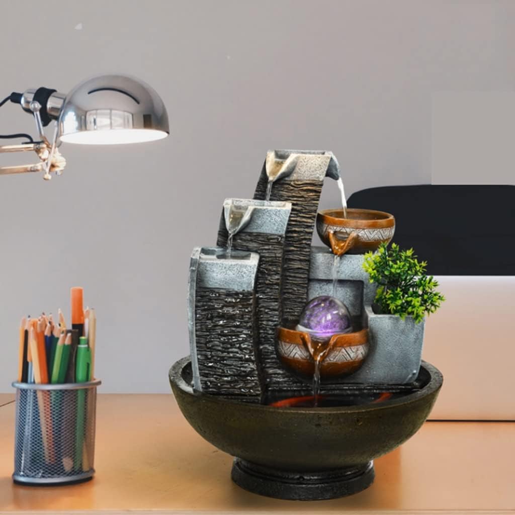 Tabletop Fountain Microscape Tabletop Fountain with Lights Desktop Fountain Ornaments Tabletop Waterfall Recirculating Flowing Water Office Ornamental (Size : 11.3')