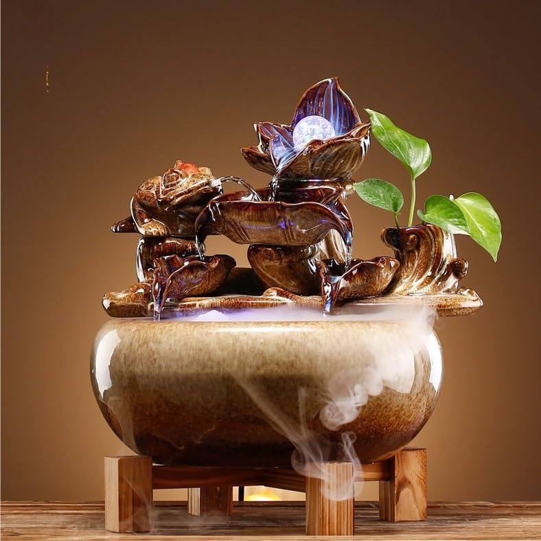 GUERNSEY Tabletop Fountain Tabletop Fountain Ceramic Flowing Water Ornaments Living Room Office Hall Desktop Home Decorations Indoor Fountain