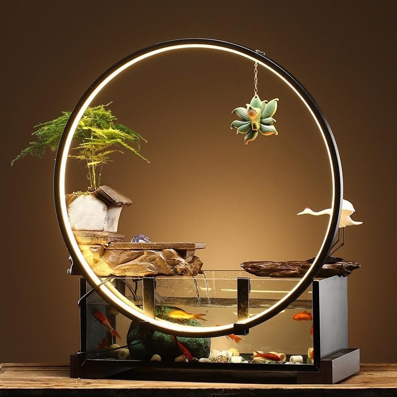 GUERNSEY Tabletop Fountain Tabletop Fountain Rockery Circulating Water Flow Device Ceramic Fish Tank Landscape Office Desktop Ornaments Decoration Indoor Fountain