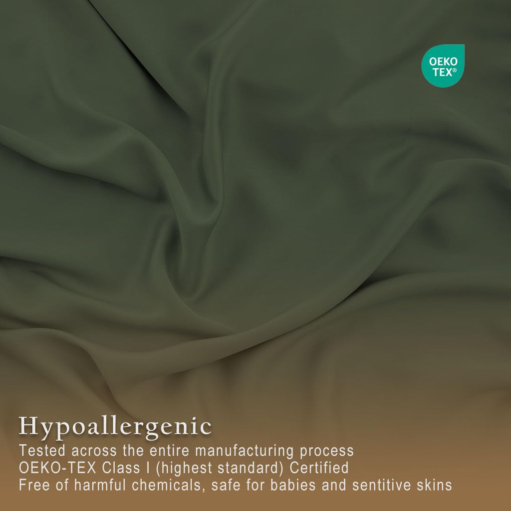 TOSMO Luxury Cooling Sheet Set | 100% Viscose from Organically Grown Bamboo | FSC® Certified | Queen Size | 18' Deep Pockets | Silky Soft Natural Bedding for Hot Sleeper [Olive]