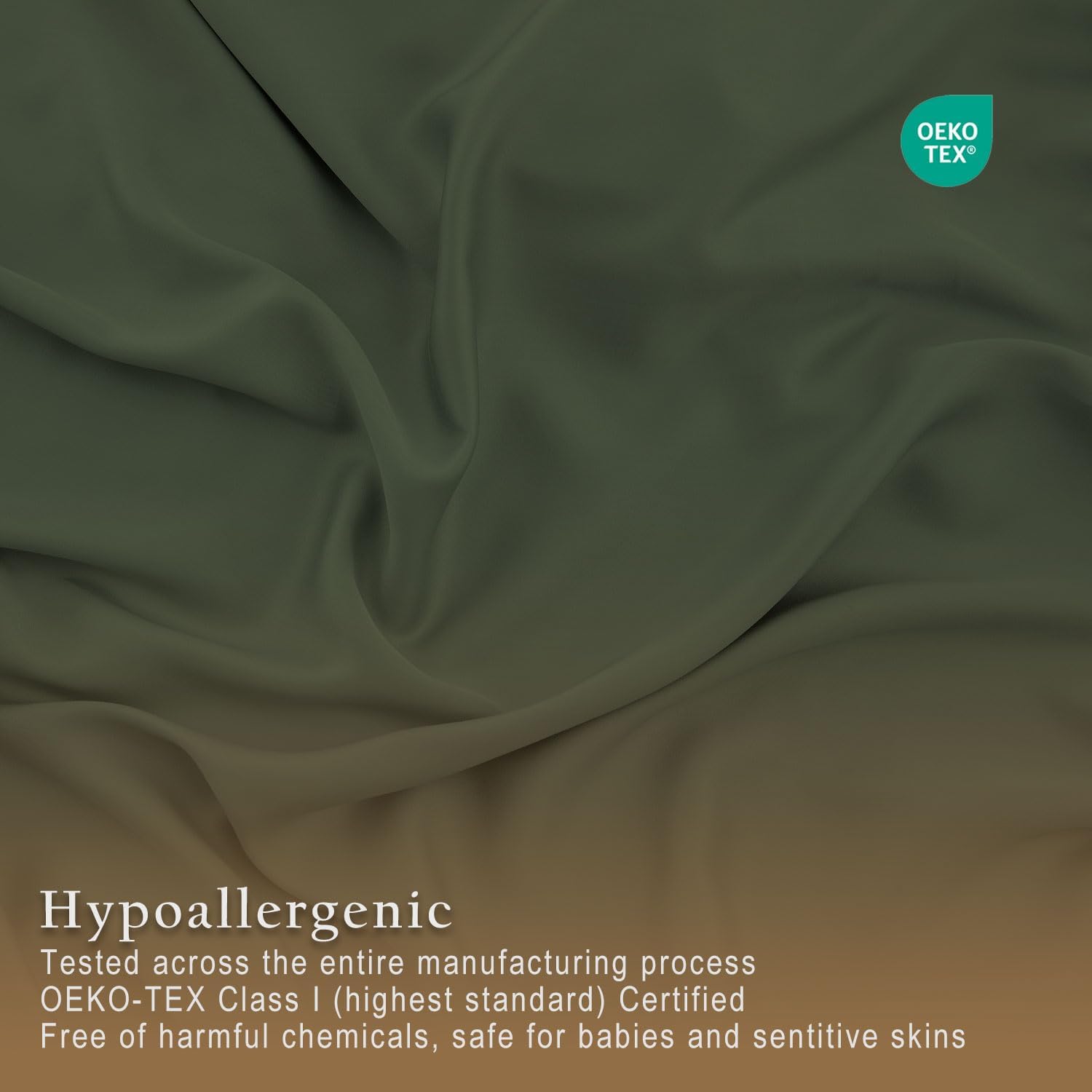 TOSMO Luxury Cooling Sheet Set | 100% Viscose from Organically Grown Bamboo | FSC® Certified | Queen Size | 18' Deep Pockets | Silky Soft Natural Bedding for Hot Sleeper [Olive]