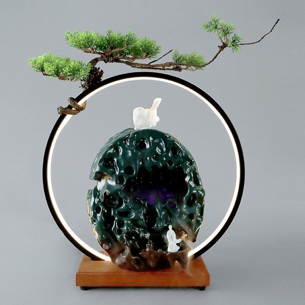 GUERNSEY Tabletop Fountain Flowing Water Ornaments Chinese Style Ceramic Water Circulation Desktop Fountain Living Room Desktop Decorations Indoor Fountain