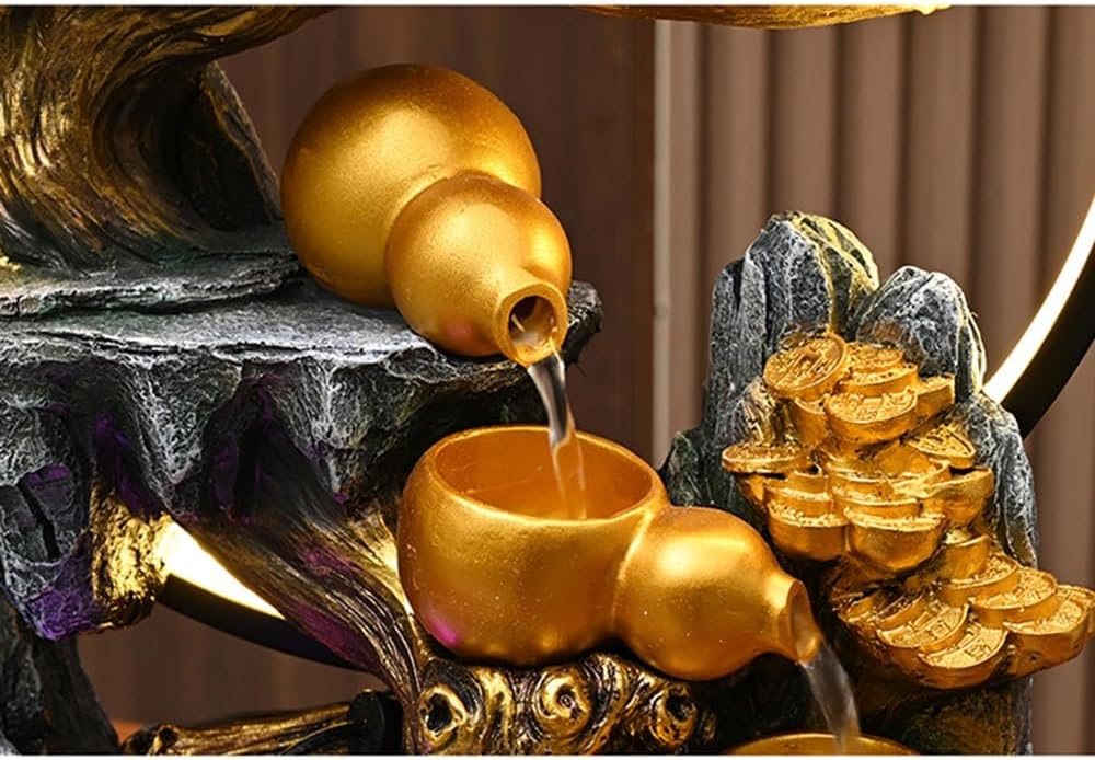 GRFIT Indoor Fountain Tabletop Relaxation Fountain with Flowing Water Wheel Decoration Table Fountain