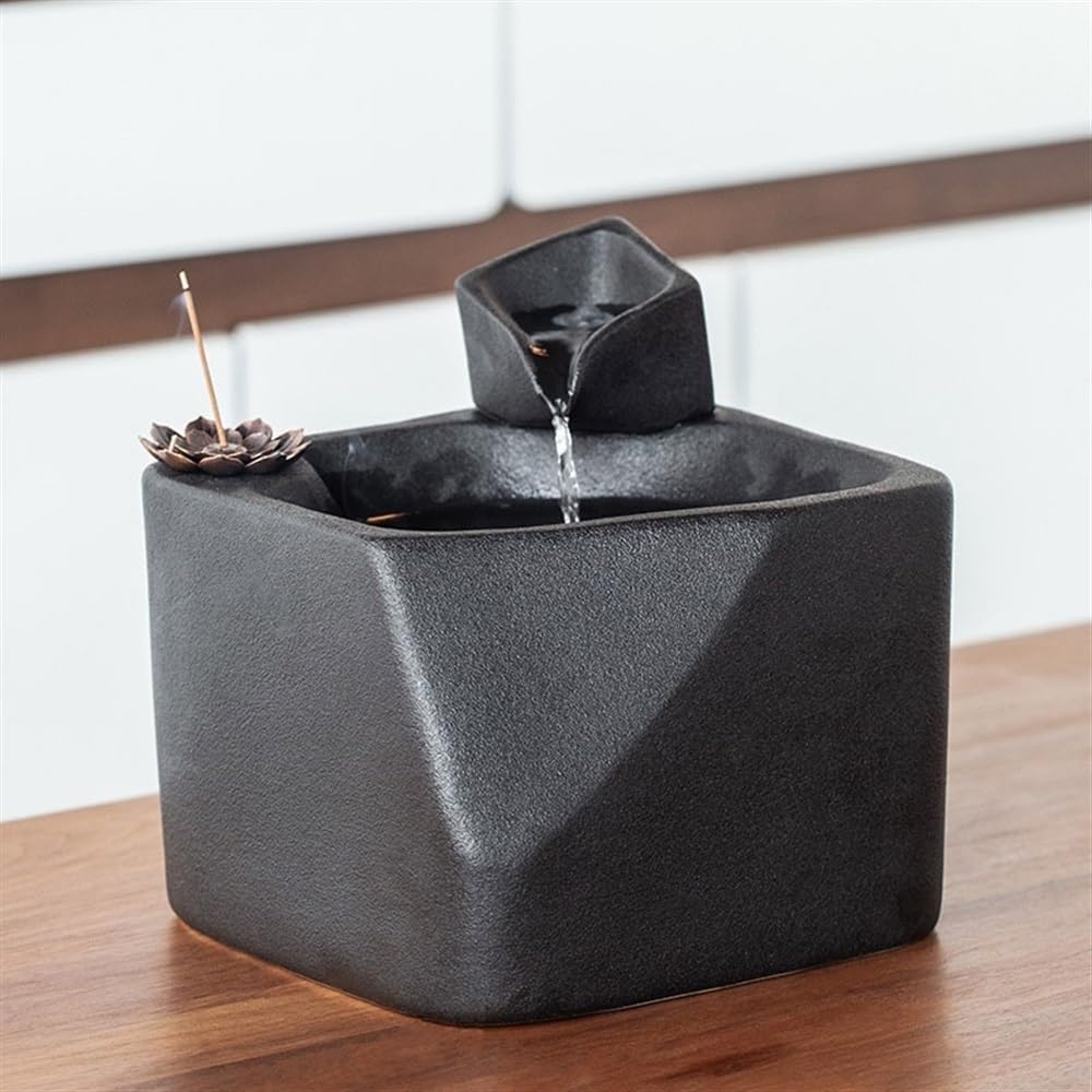 GLigeT Tabletop Fountain Living Room Office Desktop Water Features Fish Tank Fountain Ceramic Running Water Fountain Home Decoration Ornaments Water Fountain Decor