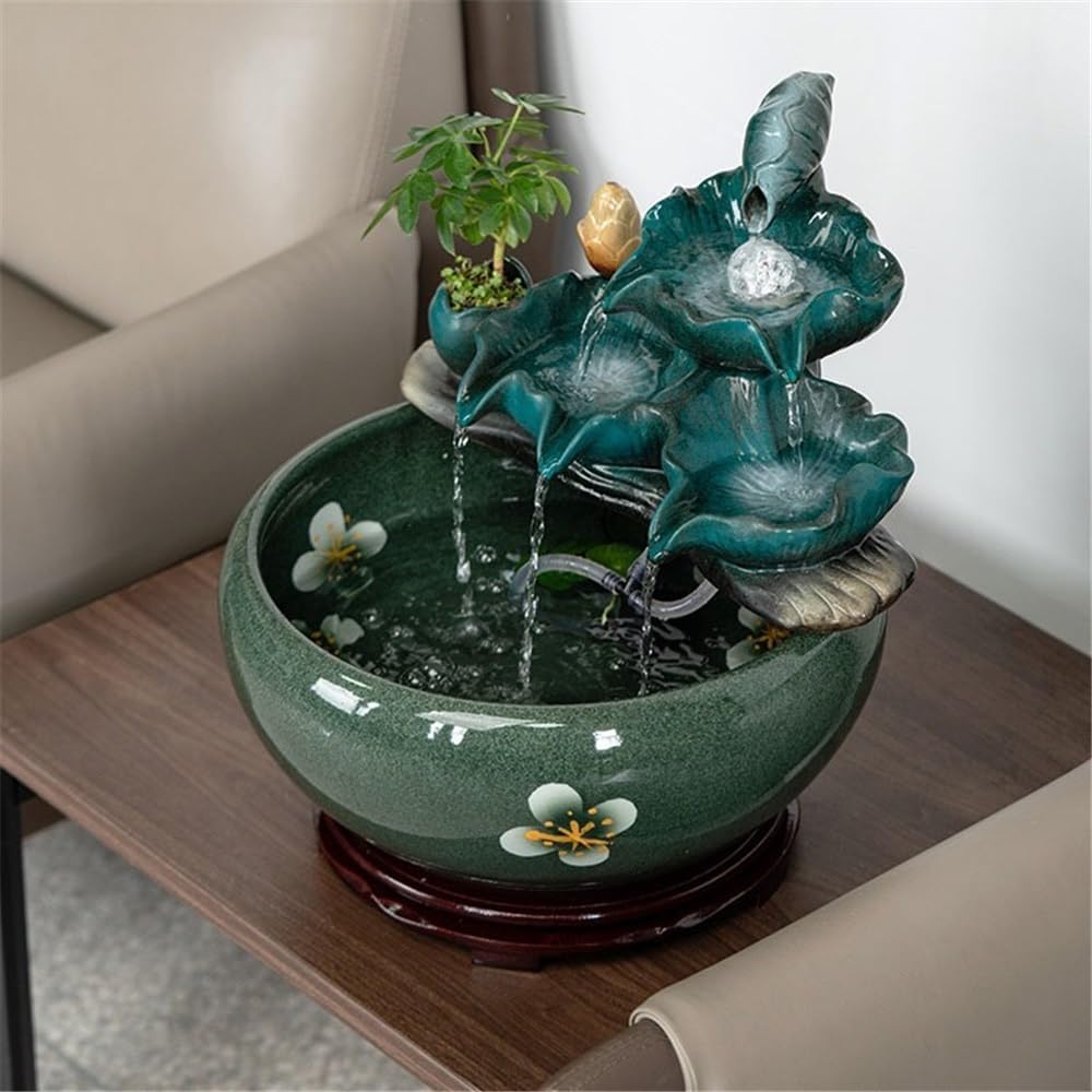 Tabletop Tabletop Fountains Ceramic Fish Tank Home Office Desktop Decorations for Meditation Relaxation Decor(Large)