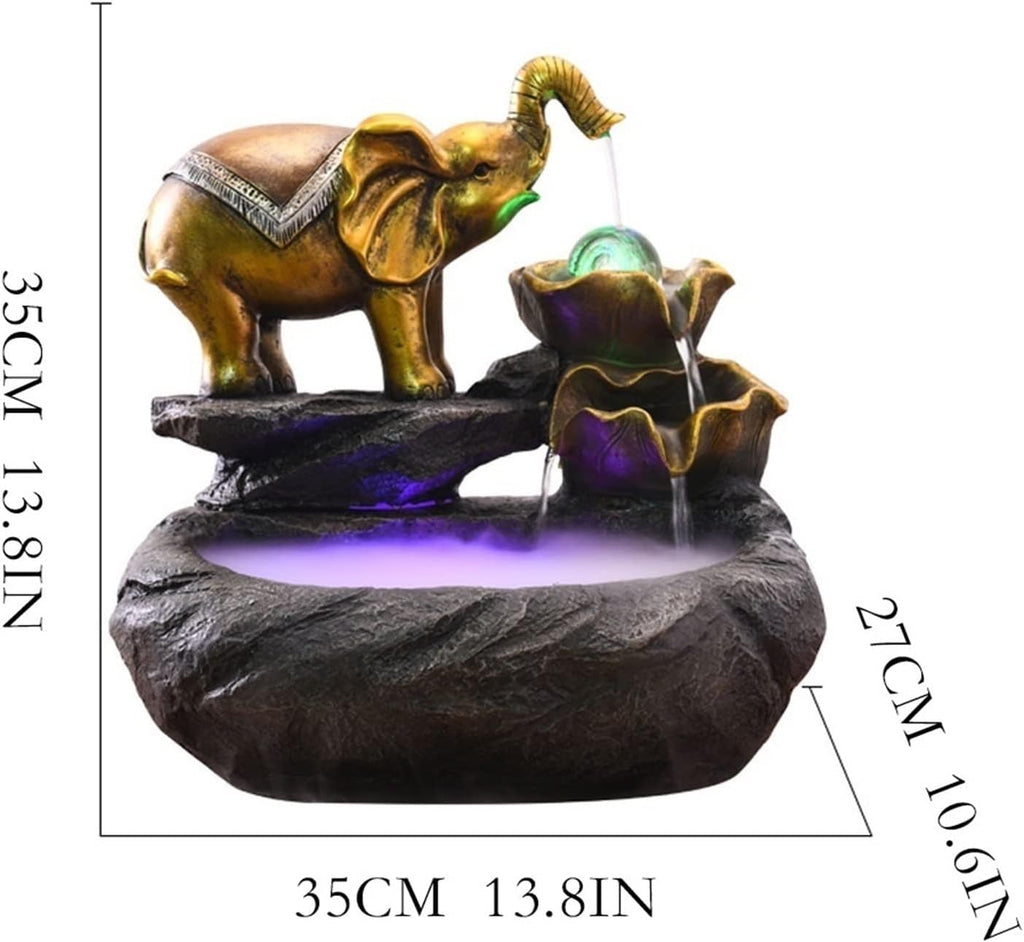 HIHELO Desktop Fountain Tabletop Fountain Elephant Flowing Water Fountain Landscape Indoor Living Room Decorations with Atomizer Desktop Decoration Water Fountain Outdoor