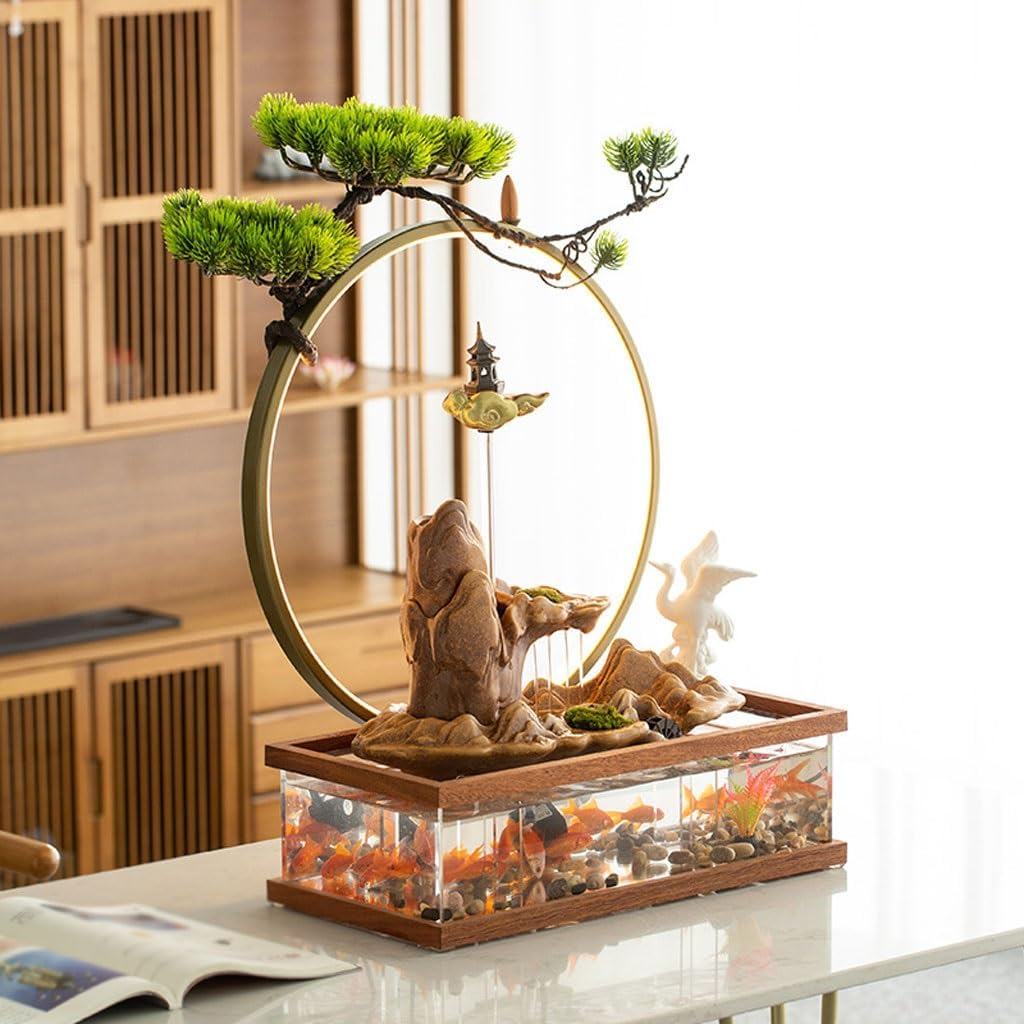 GUERNSEY Tabletop Fountain Tabletop Fountains Creative Fish Tank Water Ornaments Circulating Water Rockery Desktop Fountain Living Room Study Decorative Fountain Indoor Fountain