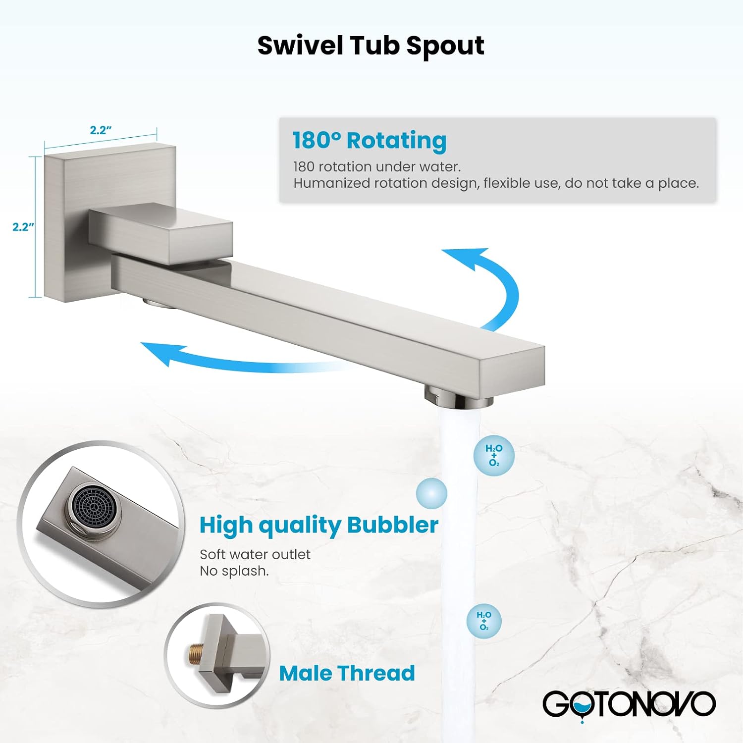 gotonovo Rainfall Tub Shower Faucet Set Bathroom Shower System with Tub Spout Wall Mount Square High Pressure Shower Fixtures with Handheld Sprayer Rough-In Valve 8'' Shower Head,Brushed Nickel