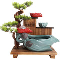 GUERNSEY Tabletop Fountain Ceramic Flowing Water Fountain Living Room Feng Shui Rotating Water Ornaments Desktop Fountain Bonsai Humidifier Indoor Fountain