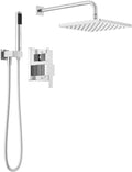 Delta Modern 14 Series Square Rain Shower System Faucet Set, Rainfall Chrome Shower Head and Handle Set, Valve Trim Kit, 10 Inch, Chrome T342701 (Valve Not Included)