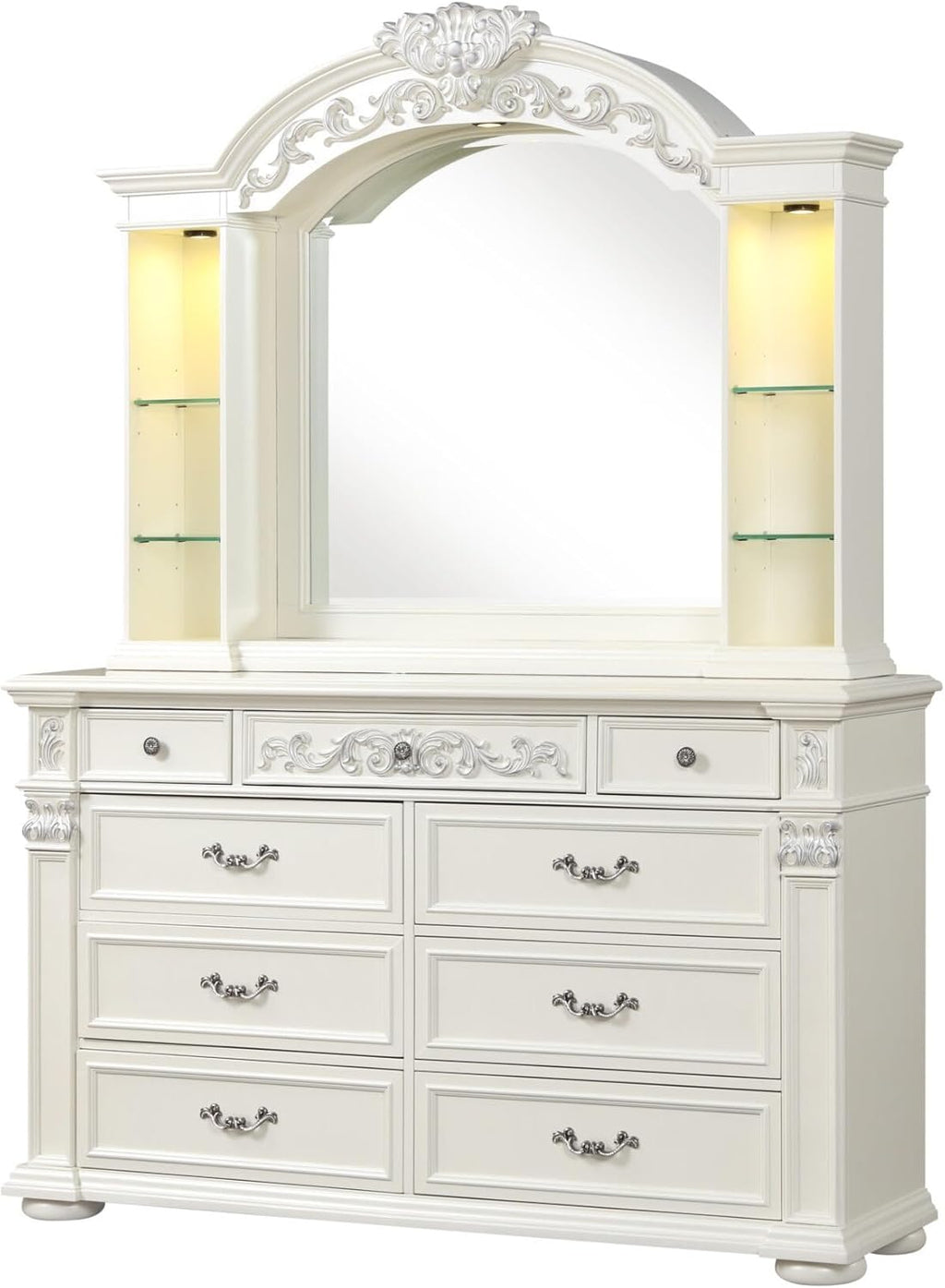 First of a Kind Platinum White King 5 Piece Bedroom Set