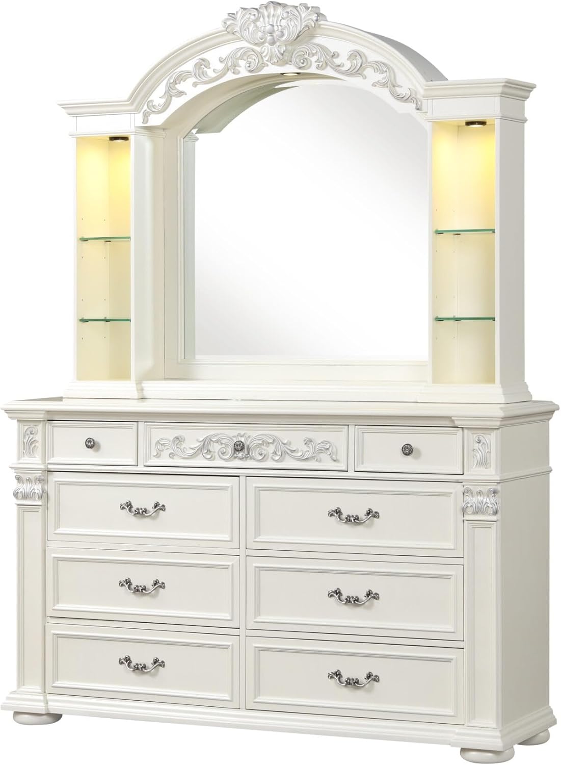 First of a Kind Platinum White King 5 Piece Bedroom Set