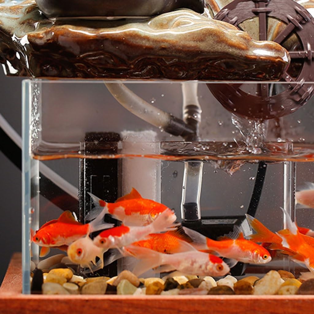 GUERNSEY Tabletop Fountain Tabletop Fountains Chinese Style Entrance Glass Fish Tank Ornaments Creative Flowing Water Table Fountain Ornaments Office Decorations Indoor Fountain