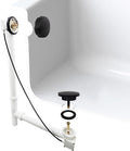 Westbrass A50P35TLE-62 35' Cable Drive Bath Drain Trim Kit with Rotary Overflow Cover Knob, European Stopper and Poly Tubular Pipes, Matte Black