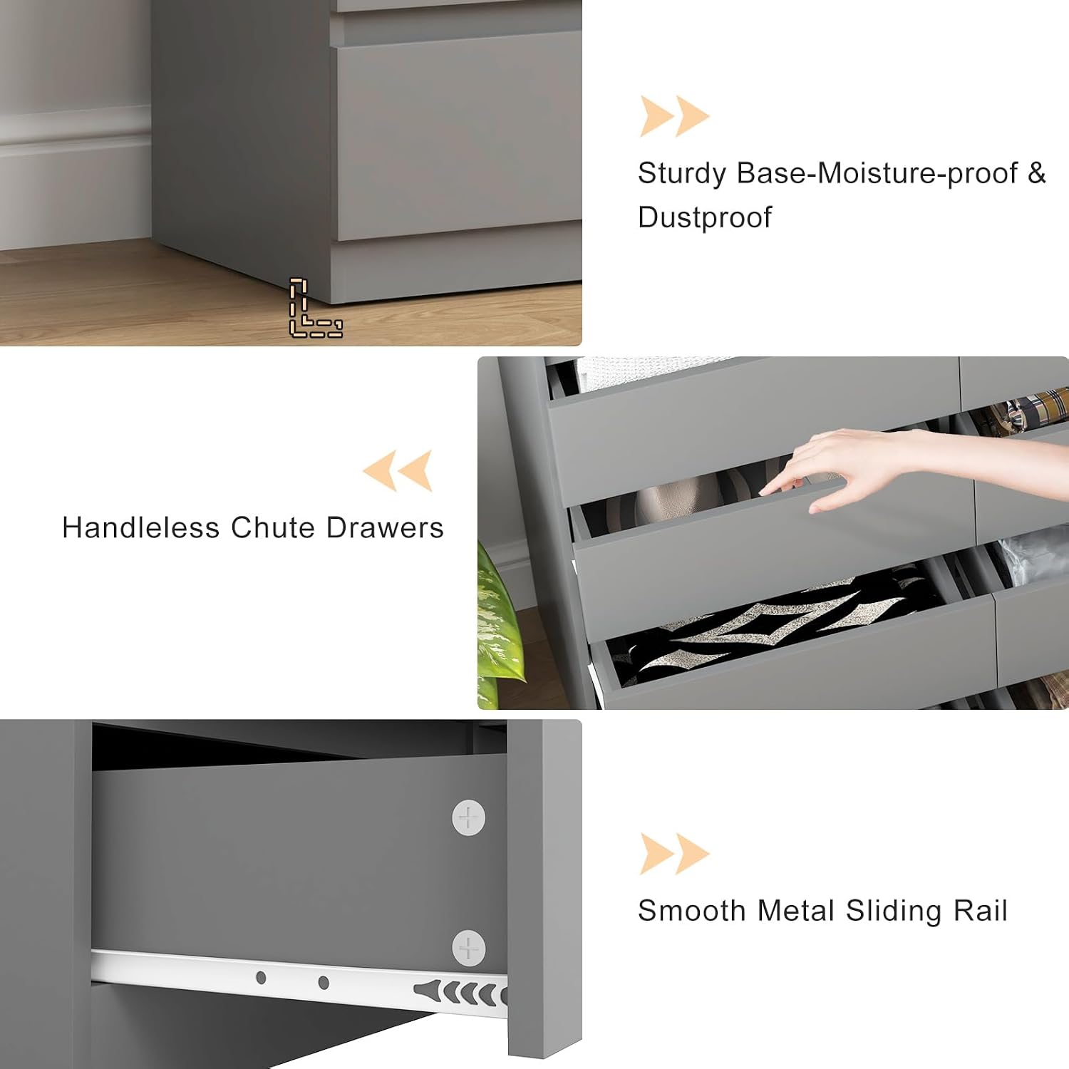 Vibe & Dine 12 Drawer Dresser, 59.1' Large Dresser for Bedroom Free Handle, Modern Wooden Chest of Drawers with Wide Storage for Living Room, Grey