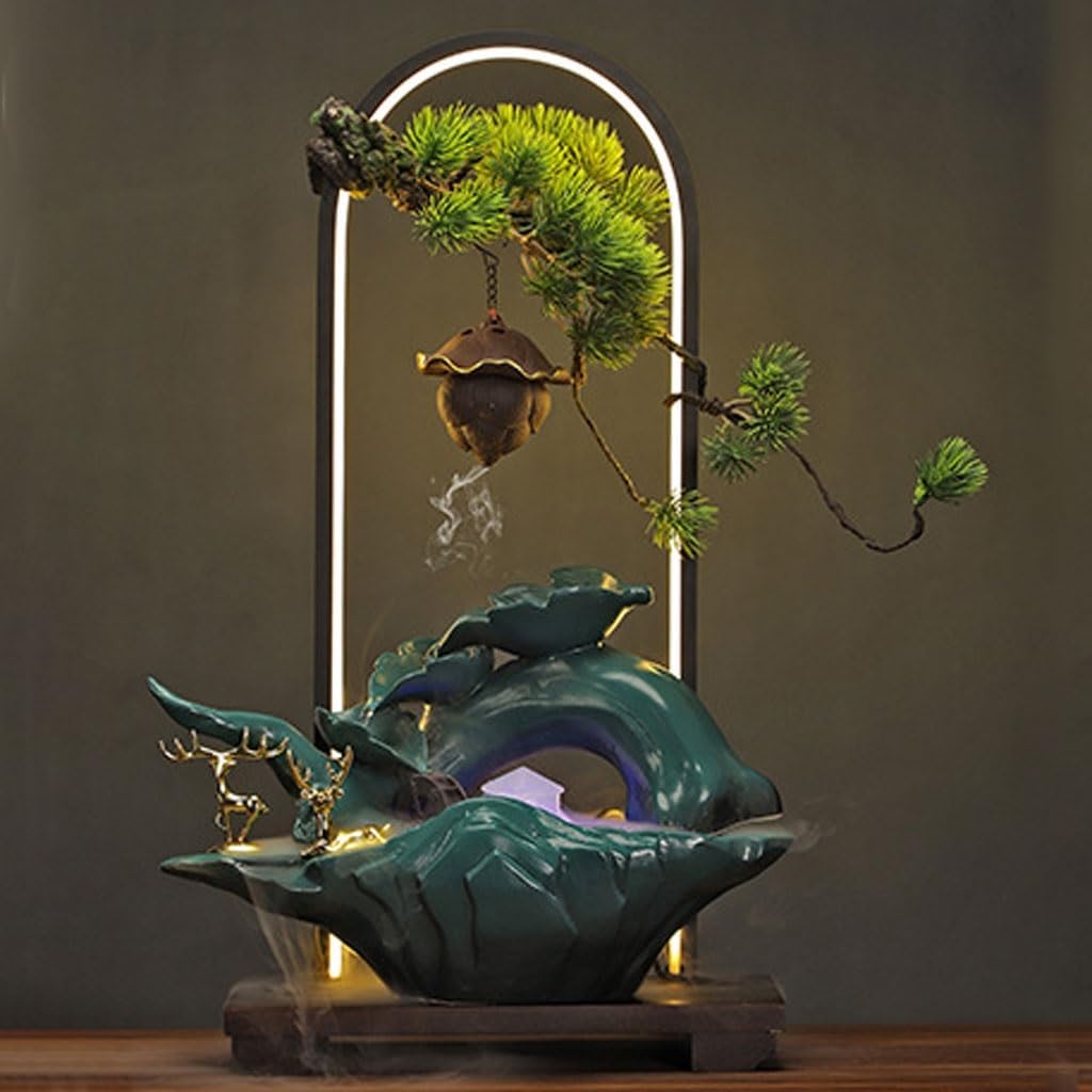 GUERNSEY Tabletop Fountain Lighting Water Ornaments Water Circulation Humidification Fountain Living Room Porch Office Desktop Indoor Fountain