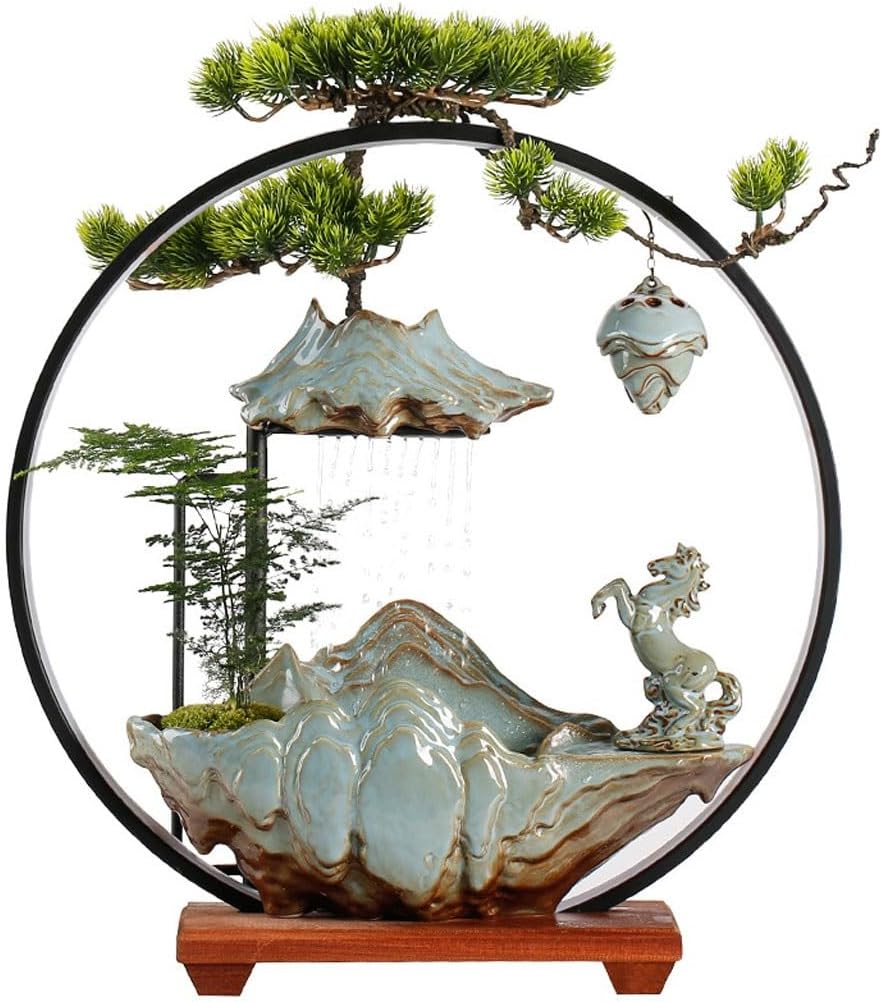 GUERNSEY Tabletop Fountain Lighting Water Ornaments Home Desktop Fountain Living Room Office Desktop Ornaments Decorations Indoor Fountain
