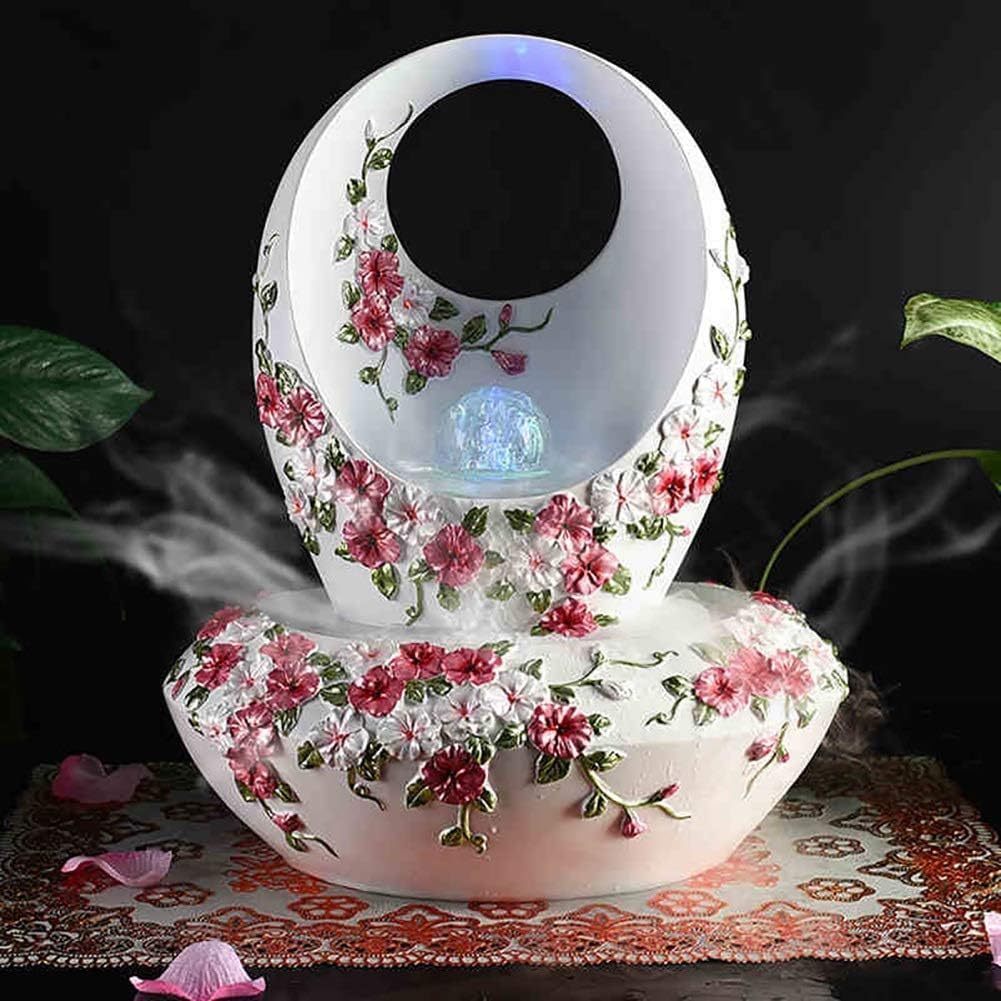 Vintage Fountain, Tabletop Fountain with LED Lights and Humidifier, Water Fountains Soothing Sound Relaxation Meditation,Small-