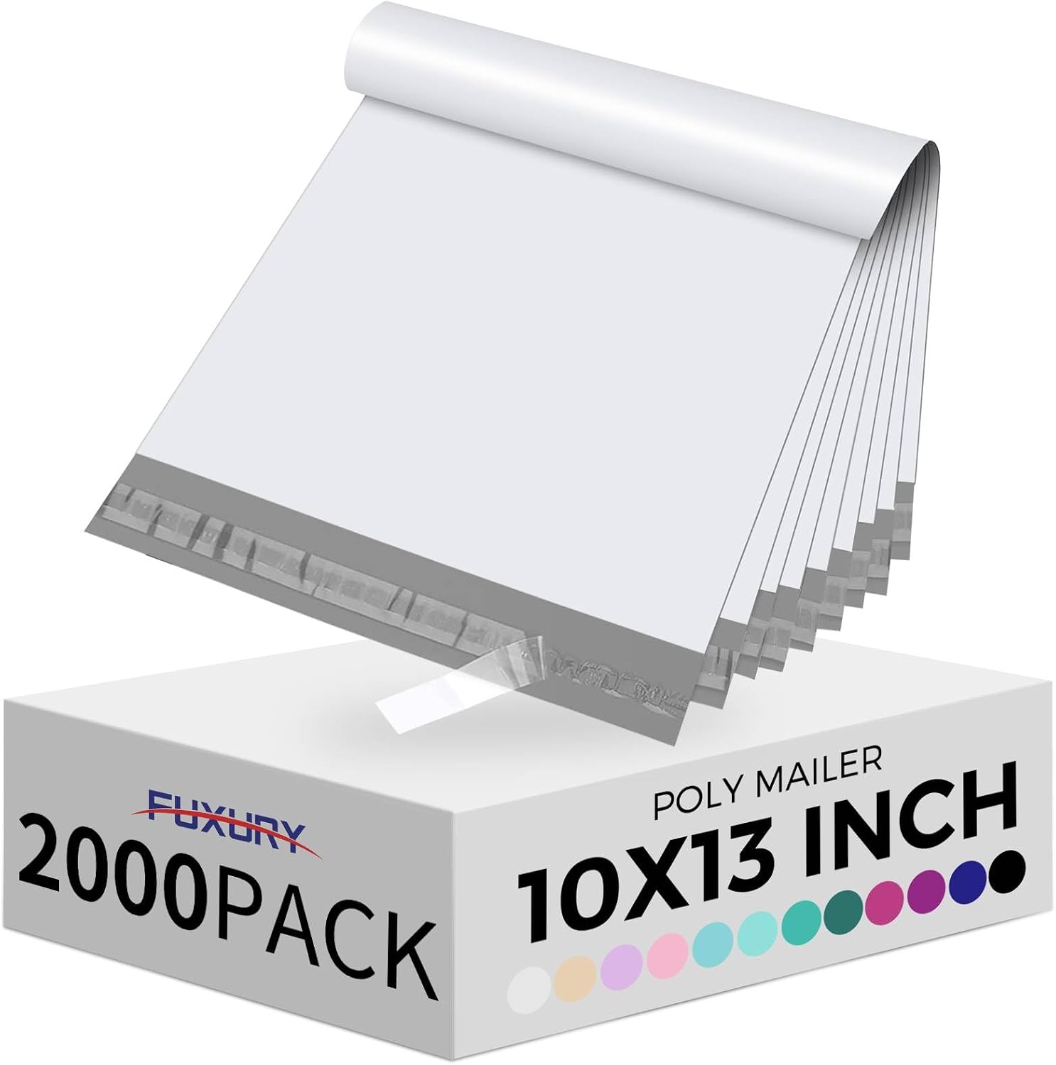 Fuxury 2000 Pcs 10x13' Poly Mailers,Waterproof Mailing Envelopes for Clothing, Strong Adhesive Poly Shipping Postage Bags for Small Business(White)