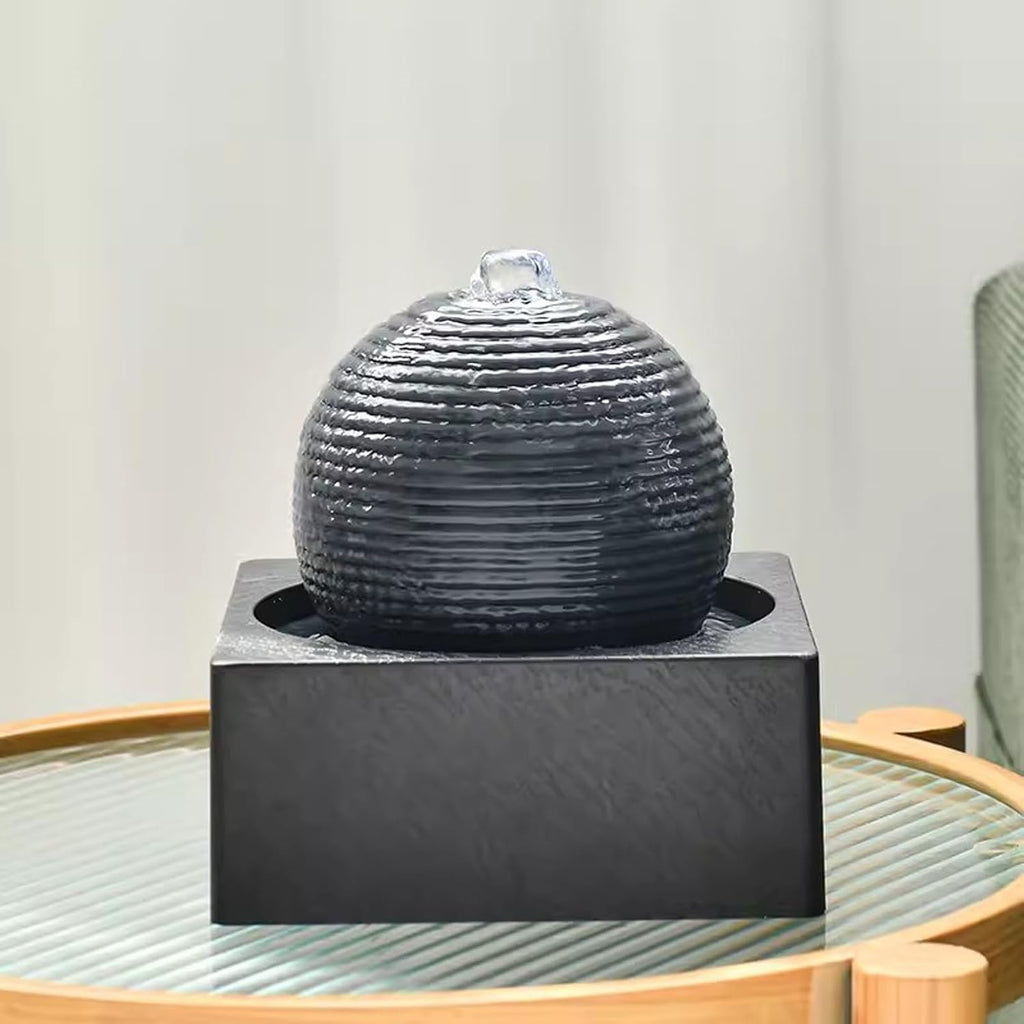 GLigeT Tabletop Fountain Living Room White Desktop Small Flowing Water Modern and Minimalist Office Circular Fountain Decorations Plastic Desktop Fountain Water Fountain Decor(Black)