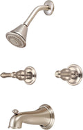 Central Brass 8997-B1-BN Brass Four Function Showerhead Two Handle Tub & Shower Set in Brushed Nickel