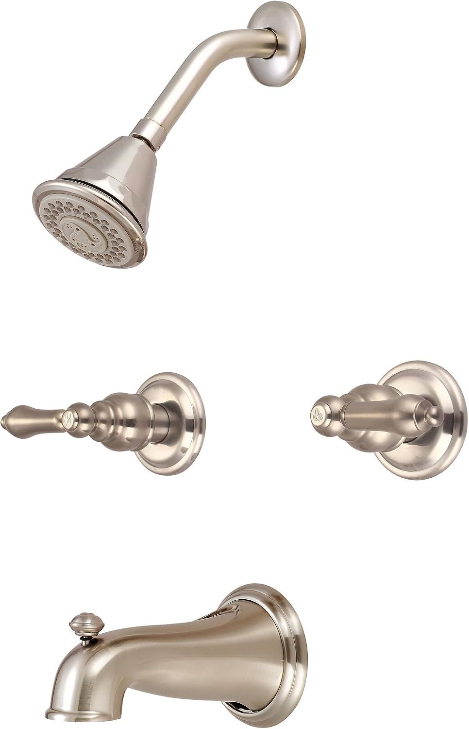 Central Brass 8997-B1-BN Brass Four Function Showerhead Two Handle Tub & Shower Set in Brushed Nickel