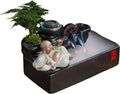 Zen Tabletop Fountain with LED Lights & Mist Maker - Indoor Waterfall Decor with Crystal Stones for Home, Office, Meditation Room - Relaxing Desktop Humidifier Gift (C Style)(A Style+Misting)