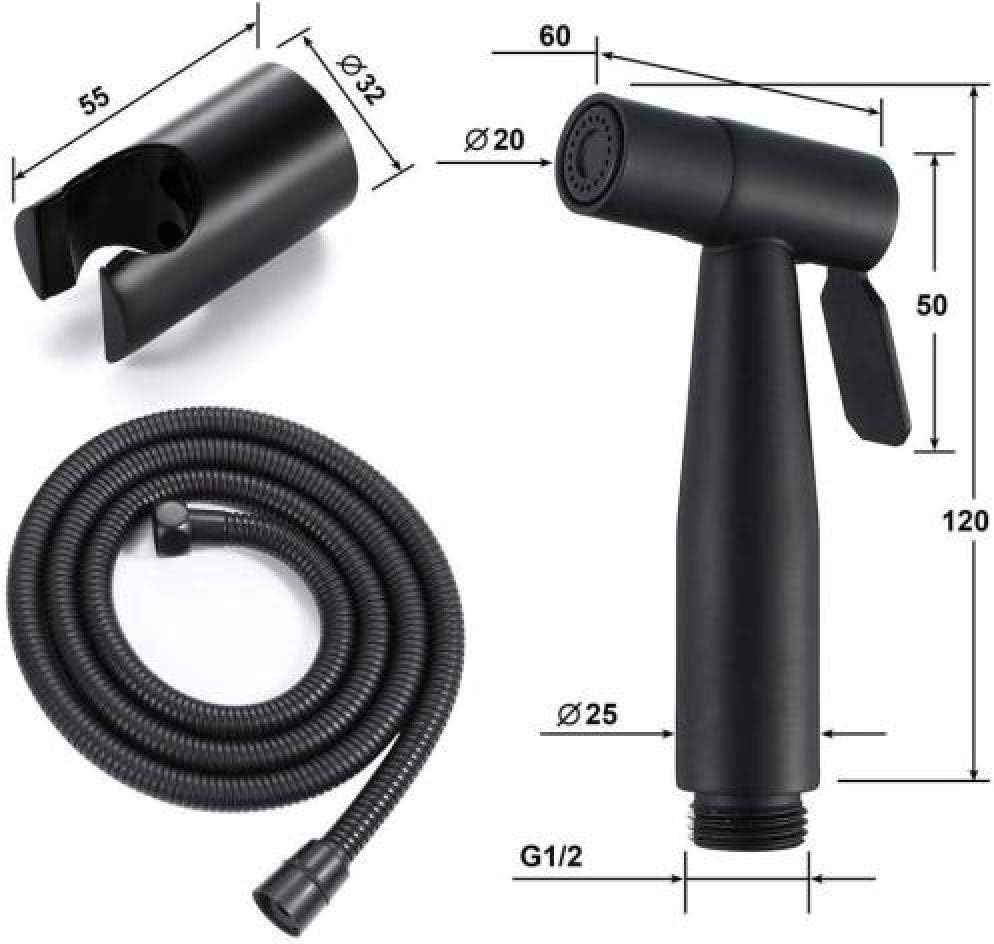 Chrome Bidet Sprayer Kit - Toilet Spray Gun + Suction Hose Complete Set of Booster Spray Guns Body Wash Cleaner