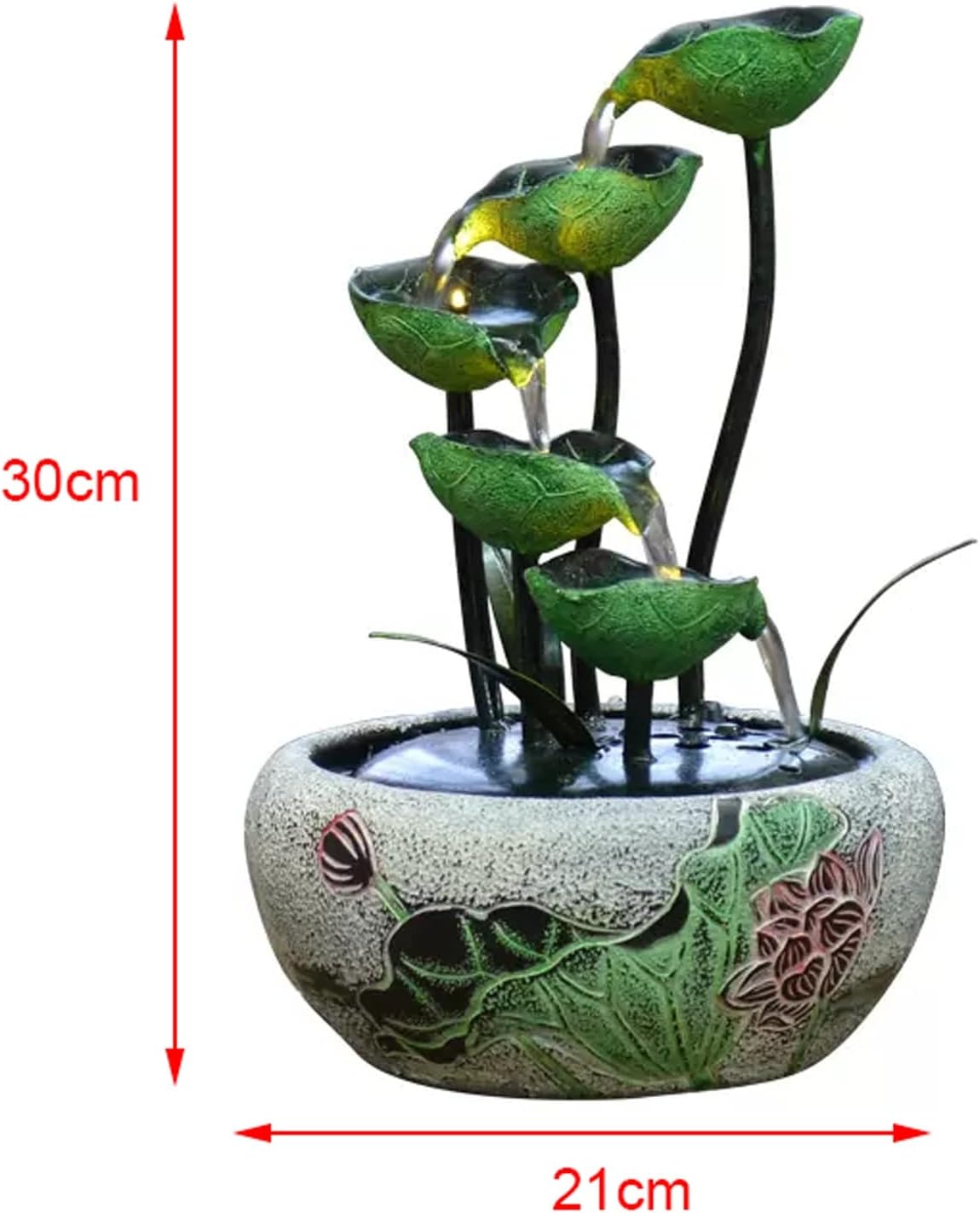 HIHELO Desktop Fountain 5 Tier Tabletop Fountain Indoor Lotus Leaf Relaxation Fountain Tabletop Waterfall Decoration Fountain Zen Meditation Waterfall Decoration Water Fountain Outdoor