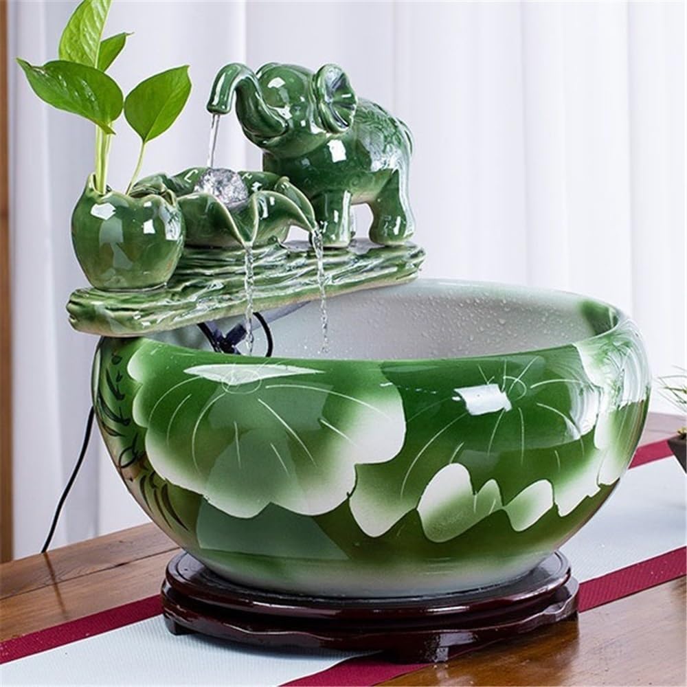 Tabletop Ceramic Tabletop Fountain Automatic Flowing Fish Tank for Indoor and Home Decoration Decor(Medium)
