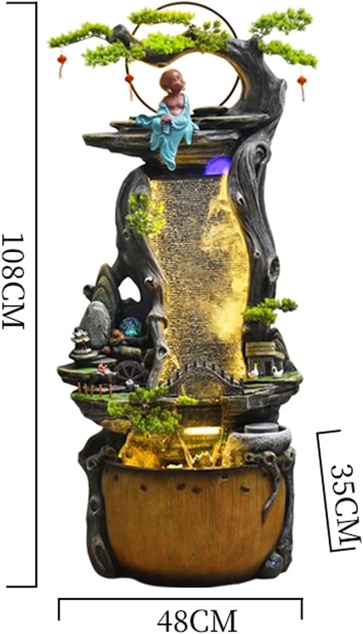 Tabletop Fountain Flowing Water Decorations Circular Floor Ceiling Living Room Office Rockery Housewarming Gift Decorations Pastoral Scenery Floor Ceiling Decorations Tabletop Water Fountain