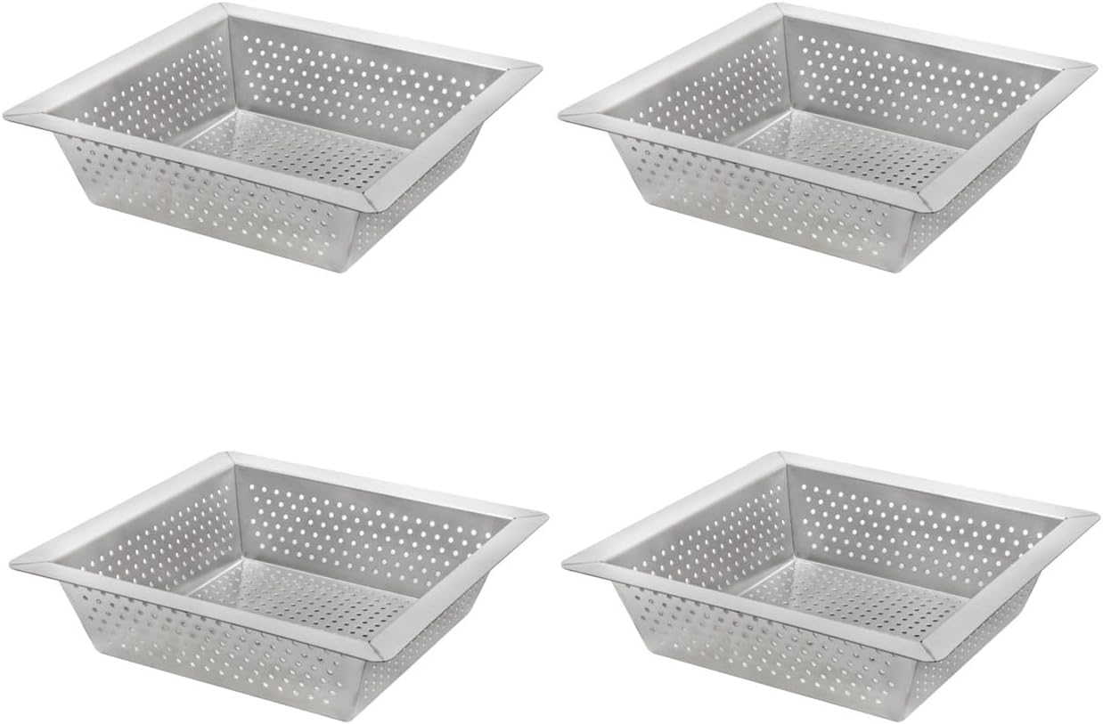 Leyso Stainless Steel Floor Sink Top Hang Basket Strainer Sink Drain Cover 10' x 10' x 2-1/2' for Kitchen, Restaurant, Bar, Buffet (2-1/2'H SS x 4)