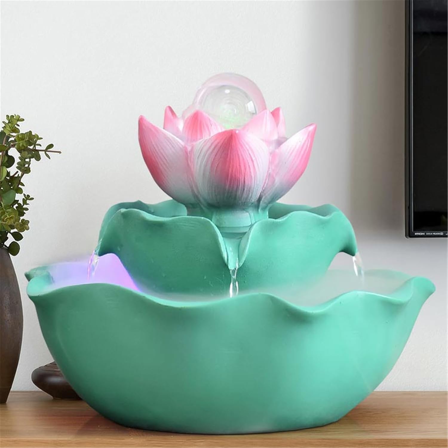 Tabletop Tabletop Fountain 3-Tiers Small Waterfall Fountains for Bedroom Living Room Office Decor(Small)
