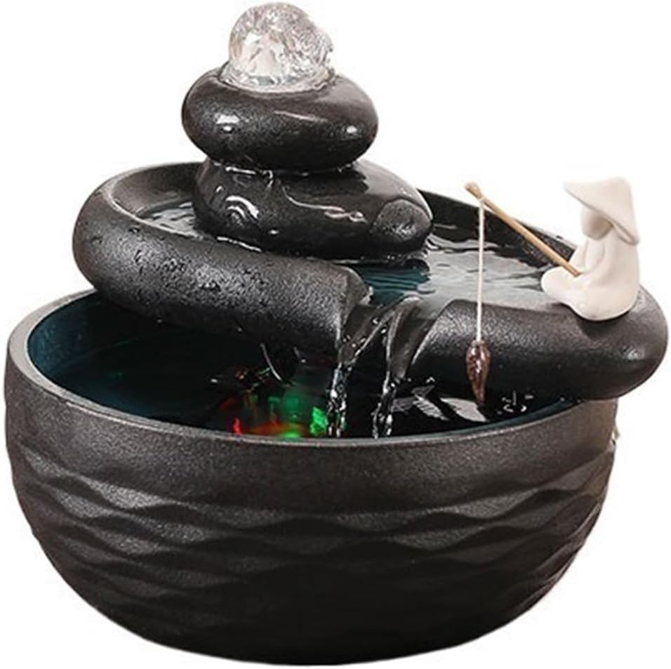 GLigeT Tabletop Fountain Attracting Wealth Ceramic Fish Tanks Fountains Office Desks Home Opening Gifts High End Flowing Decorations for Living Rooms Water Fountain Decor