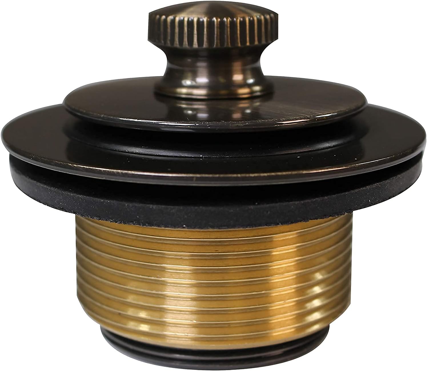 Westbrass D94K-50-06 Twist & Close Bathtub Drain Stopper with 2-Hole Faceplate and Adapter Bushing, Antique Brass (50-Pack)