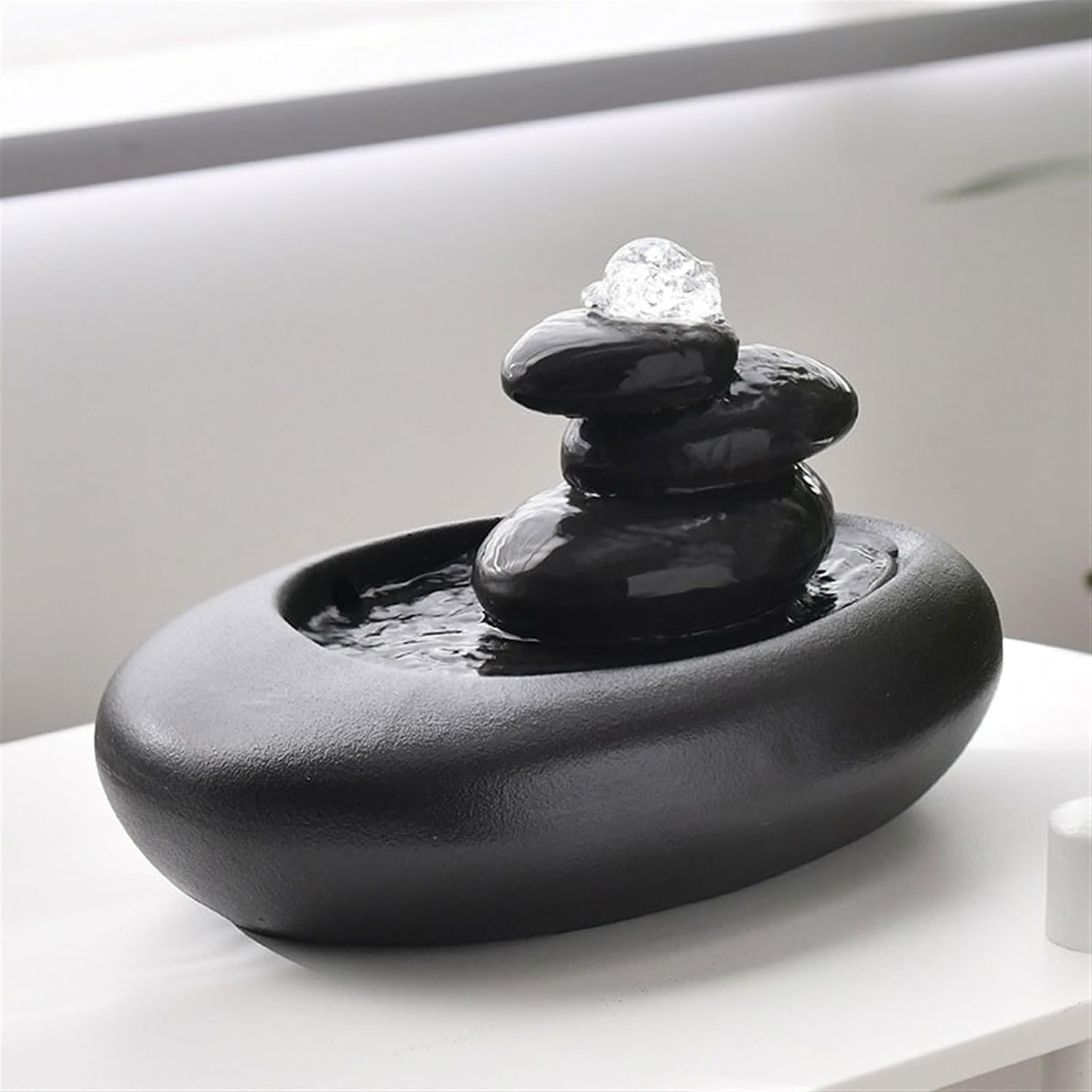 GLigeT Tabletop Fountain Small Ceramic Feng Shui Fountain Ornaments Home Living Room TV Cabinet Tea Room Book Desktop Decorations Water Fountain Decor